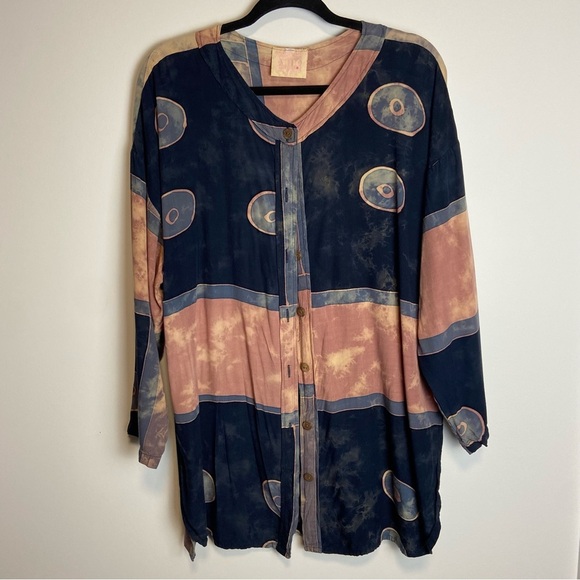 VTG Asian creations abstract button down shirt cardigan - Picture 2 of 11